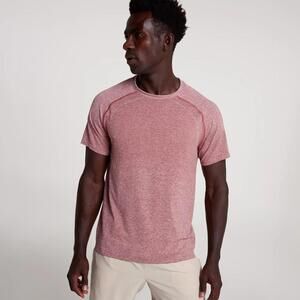 VRST Men's Circuit Seamless Short Sleeve Top, Small, Desert Rust/Pure White Red